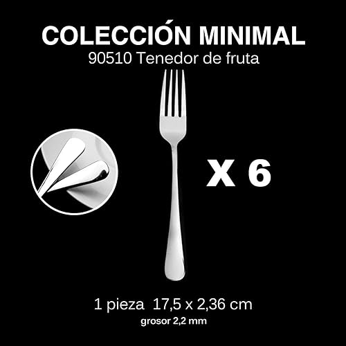 Mr. Spoon - Lot de 6 fourchettes de Table, Fourchette à Steak, Fourchette à Fruits, Fourchette à Dessert en Acier Inoxydable 17,5 x 2,36 cm - Nail Gallerys