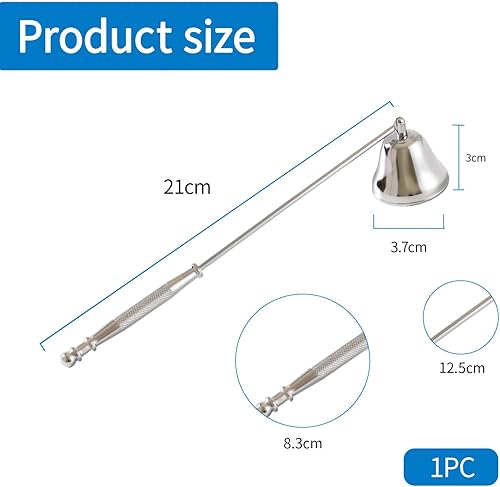 Mewtush Eteignoir Bougie, Éteignoir à Bougie en Acier Inoxydable avec Long Manche, Eteignoir Gros Bougie, Accessoire Élégant Argenté pour Éteindre Les Bougies en Toute Sécurité（Argent - Nail Gallerys