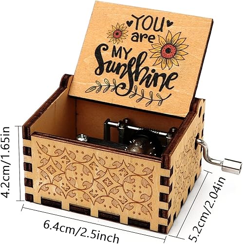 CDIYTOOL Boîte à musique « You are My Sunshine » en bois vintage et classique gravée à la main - Cadeau d'anniversaire pour amis, enfants, garçons et filles - Nail Gallerys