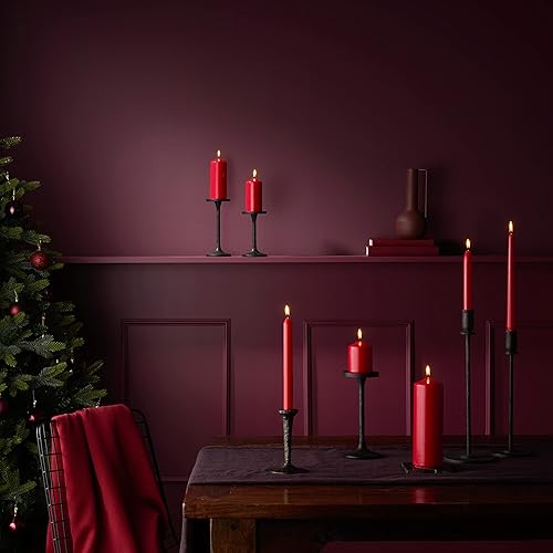 Bolsius - Lot de 4 bougies piliers lisses - Saison de l'Avent - Différentes tailles 12-10-8-6 cm -Ø48mm- Longue durée de combustion - Sans parfum - Avec cire végétale naturelle - Sans huile de palme - Nail Gallerys