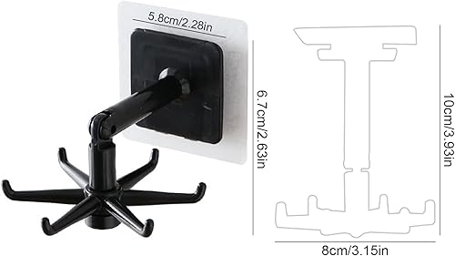 Support de Crochet Rotatif, 8 Pièces Crochets pour Ustensiles de Cuisine Rotatifs à 360° Crochets pour Ustensiles de Cuisine avec 6 Crochets pour Armoire de Cuisine Salle de Bains (Noir) - Nail Gallerys