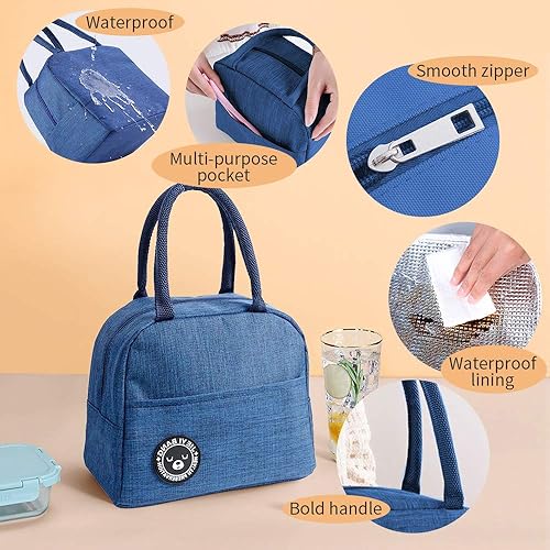 ZoneYan Panier Repas, Sac à Lunch Isolé, Sac à Lunch Étanche, Petit Sac Isotherme Repaspanier Repas, Mini Sac Isotherme Repas Bureau, Enfants, Pour École Bureau (Blue) - Nail Gallerys