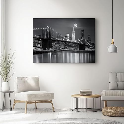Impression sur toile Palmiers Modernes, Noir Blanc Tableau mural moderne pour salon et chambre à coucher, Sans cadre, 120 x 40 cm - Nail Gallerys