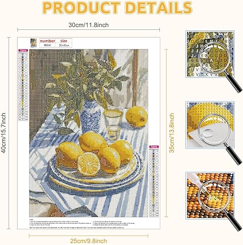 HEIBAGO 5D Fruits Diamond Painting, DIY Paysage Broderie Peinture Diamant pour Adultes, Diamond Painting Complet Diamant Kit Cristal Painting Artisanat pour Murale Décoration 30x40cm - Nail Gallerys