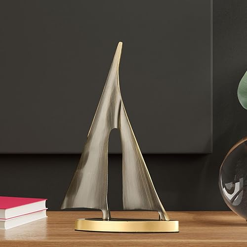 rockible Statue de Voilier, Décoration de Maison, Cadeau Créatif En Cuivre, Sculpture de Bateau à Voile pour Pendaison de Crémaillère, Couloir, Bureau, or, grand - Nail Gallerys