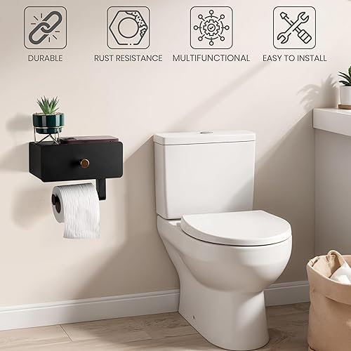 Belle Vous Porte Papier Toilette avec Etagère et Support - Porte Rouleau de Papier Toilette Mural en Acier Inoxydable Salle de Bain et WC - Derouleur pour Rangement et Décoration - Nail Gallerys