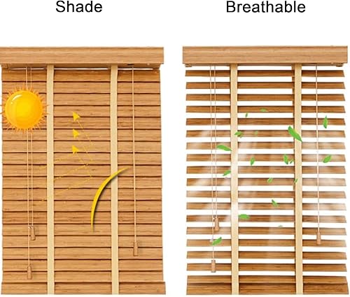 Stores Vénitiens Bois pour Fenêtres et Portes,Stores Vénitiens en Bois Véritable Occultants/Isolants,Rideaux D'intimité,Rideau Décorer for Bureau/Maison,avec Accessoires (W60xH90cm(24x36in)) - Nail Gallerys