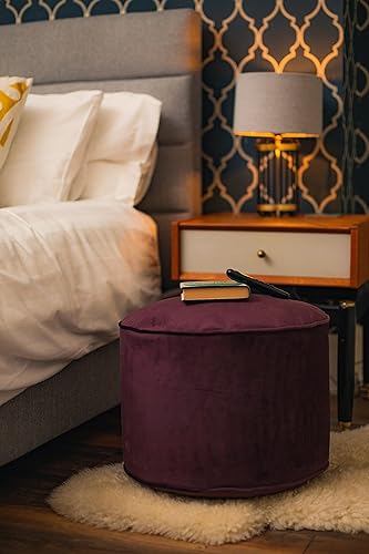Loft 25 Pouf Poire Repose Pieds en Velours Rond | Premium Pouf de Salon D'intérieur pour la Maison Premium | Design Ergonomique pour Un Meilleur Soutien du Corps | Durable et Confortable (Aubergine) - Nail Gallerys