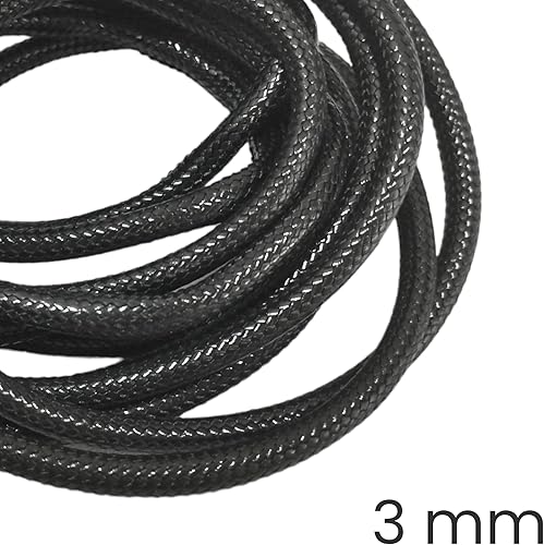 Cordon tressé ciré - Cordon en Polyester Noir - Macramé Shamballa - pour Fabrication de Bracelets, Colliers et Bijoux - Idéal pour l'artisanat -15 mètres - Nail Gallerys