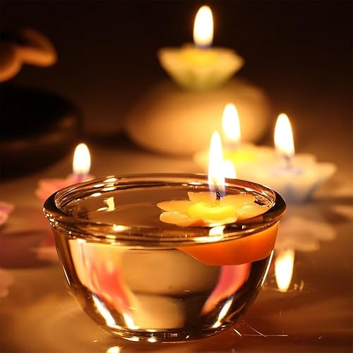 Lot de 50 bougies flottantes blanches flottantes en cire pour la décoration, la Saint-Valentin, Noël, mariage, dîner - Nail Gallerys