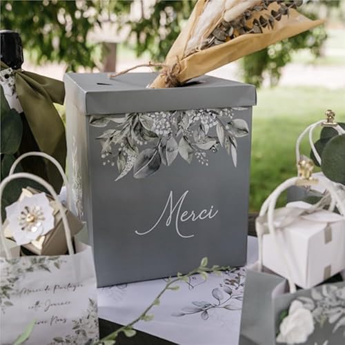 Artifetes Générique - URNE Carton Merci BOTANIQUE 21X25CM Vert DE Gris - Nail Gallerys