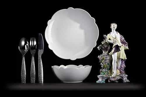 Alessi Mw01/5 Dressed Assiette à dessert en Porcelaine Blanche avec Décoration en Relief, Set de 4 Pièces - Nail Gallerys
