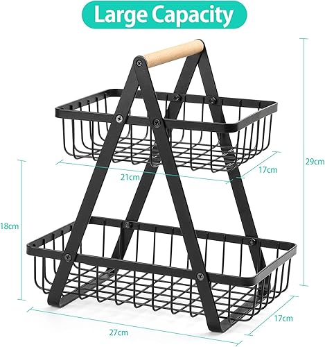 EKXOZV Corbeille a fruit, Panier de rangement de cuisine amovible à 2 niveaux, Convient à tous les styles de meubles de cuisine - Nail Gallerys