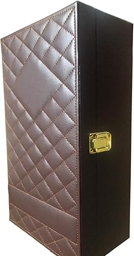 ASC Élégante boîte à vin pour 2 bouteilles avec outils – Reliure en cuir avec poignée de transport – Vis en liège, bec verseur, coupe-capsule, anneau de serviette/goutte à goutte (vin non inclus) - Nail Gallerys