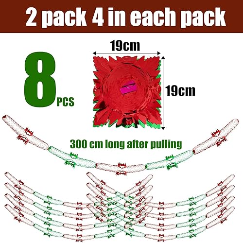 8PCS Décorations à Suspendre Guirlandes de Noël Tinsel Rouge et Vert Scintillantes pour Plafond, Mural, Porte et Fenêtres - Nouvel An - Nail Gallerys