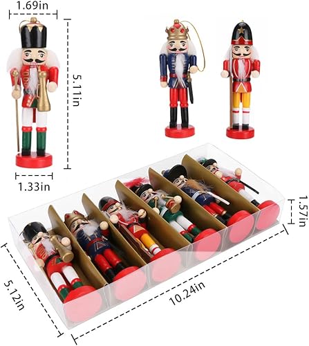 Achort Casse Noisette en Bois, Lot de 6 Peint à la Main Coloré Figurine de Soldat, Décorations Maison Ornement d'arbre de Noël pour Enfant, Famille, Amis, 13,5cm - Nail Gallerys