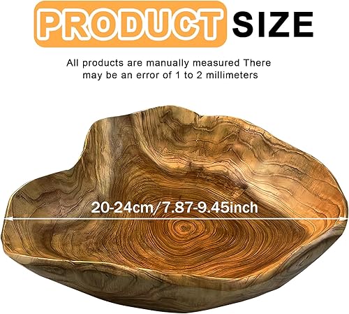 LEKEFETO Bol à Fruits en Bois Naturel: Bol en Bois Créatif Irrégulier, Saladier en Bois, Bol en Bois Naturel Fait à la Main pour Fruits, Salades, Bonbons et Collations, 20-24cm - Nail Gallerys