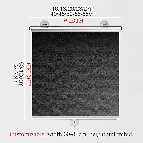 Store Enrouleur À Ventouses,Store À Rouleau Pare-Soleil Rétractables,Store Enrouleur Occultant Protection Solaire,Store À Rouleau pour Fenêtres De Toit,Rideau D'intimité,Black-50x125cm/20 * 49in - Nail Gallerys