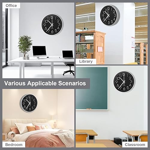 Xpieoyrm 20CM Pendules Murales, Silencieuse Moderne Pendule Murale Noir, 8 Pouces Mouvement à Quartz Silencieux, Horloge Murale à Piles, sans Tic-tac Déco pour Salon Chambre Bureau Cuisine - Nail Gallerys