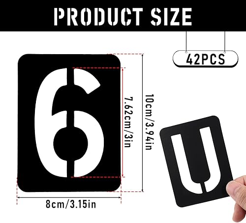 Dimeho Lot de 42 pochoirs réutilisables à emboîter pour dessin sur mur, bois, tissu, signalisation, projets artistiques de bricolage 7,6 cm - Nail Gallerys