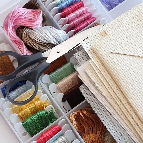 Fulenyi fil à broder, boîte rangement amovible pour broderie, point croix, artisanat, couture, compartiments rangement, boîte rangement pour bijoux - Nail Gallerys