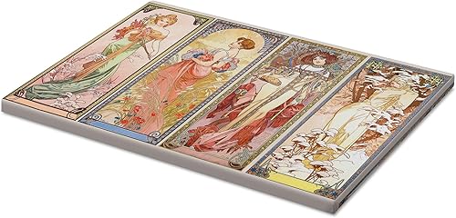 Posterlounge Les saisons Tableau en verre acrylique de Alfons Mucha 130 x 90 cm Déco colorée Tableaux Décoration murale - Nail Gallerys