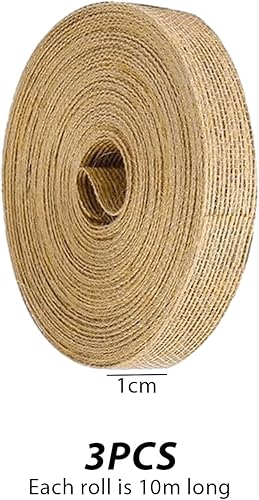Lot de 3 rouleaux de ruban de jute vintage de 10 m de long - Ruban cadeau en toile de jute naturelle - Ruban cadeau de mariage - Artisanat - Décoration de bouquet de fleurs - Nail Gallerys