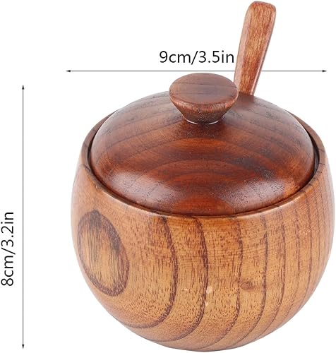 Hominas Récipient Epices, Boite Epices Cuisine Sel En Bois Pot D'assaisonnement Pot Récipient à Condiments avec Cuillère Et Couvercle pour La Maison - Nail Gallerys