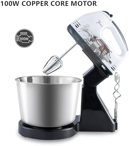 Batteur électrique à main - 7 vitesses - 100 W - Avec pot en acier inoxydable et 4 mélangeurs pour crème - Blancs d'œufs - Pâtes à gâteau - Noir - Nail Gallerys