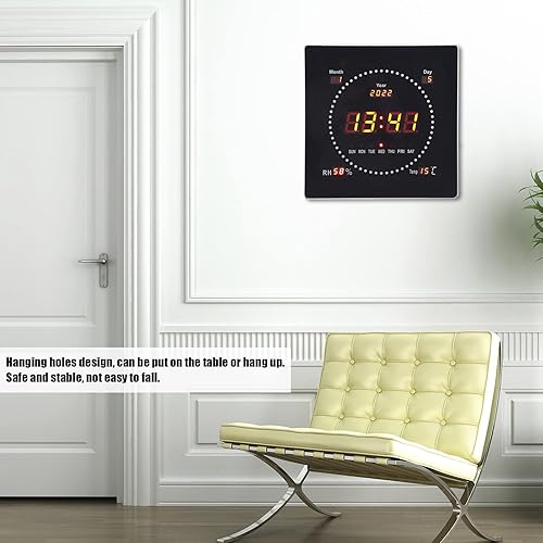 Topiky Grande Horloge Murale Numérique à LED, Horloge de Bureau Numérique à Piles | à Grands Chiffres | à Température Hebdomadaire | Réveil Calendrier | pour Le Bureau des Personnes âgées - Nail Gallerys