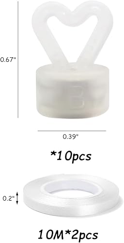 Lot de 10 poids de ballons réutilisables en forme de cœur avec 2 rouleaux de ruban de 10 m - Kit de poids pour ballons - Pendentif de ballon - Support de ballon - Convient pour fête d'anniversaire, - Nail Gallerys