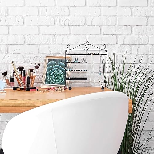 Philips Lighting Relaxdays Présentoir à bijoux, rangement pour colliers, boucles d’oreilles et bagues, HxLxP 34 x 31,5 x 9 cm, noir - Nail Gallerys