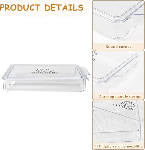 ZoeQide Boîte à Biscuits Hermétique avec Tiroir - Conteneur Alimentaire Transparent et Empilable (Snacks, Légumes, Fruits) - Design Compact Économiseur d'Espace - 11.8' L x 7.8' W x 2' H - Nail Gallerys