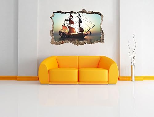 Stil.Zeit Bateau Pirate sur la mer Mur percée en 3D Look, Mur ou Format Vignette de la Porte: 92x62cm, Stickers muraux, Sticker Mural, décoration Murale - Nail Gallerys
