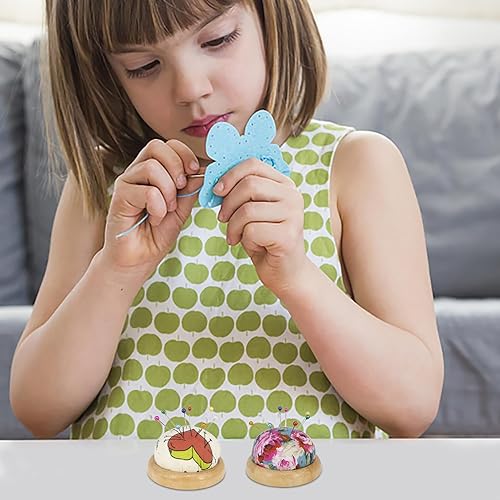 Coussin à épingles à broder - Coussin vintage avec base en bois | Épinglettes de style japonais - Accessoire de broderie - Avec imprimé floral - Pour fournitures de couture - Nail Gallerys