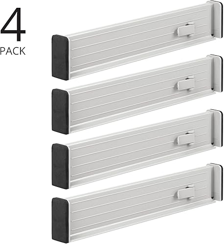 mDesign séparateur tiroir réglable en plastique (lot de 4) – organisateur de tiroir parfait – aménagement tiroir flexible – pour armoire et commode – gris - Nail Gallerys