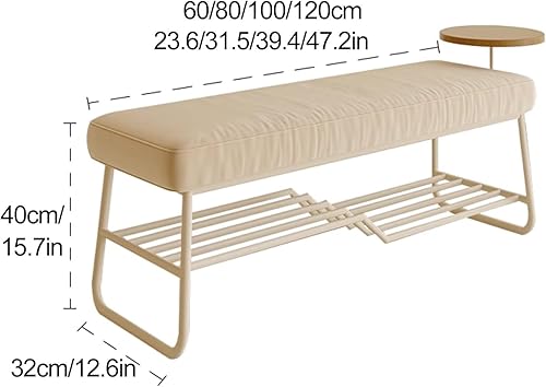 TRUNXUCL Banc Chaussures avec Coussin de Siège Rembourré, Banc à Chaussures avec Cadre en Métal, Meuble à Chaussures pour Banc d'Entrée de Couloir (Color : Brown, Size : 80cm/31.5in) - Nail Gallerys