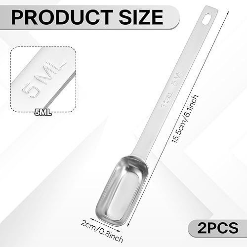 Lot de 2 cuillères à café en acier inoxydable - Cuillères doseuses de 5 ml - Mini cuillères doseuses pour café, sel, sucre - Nail Gallerys