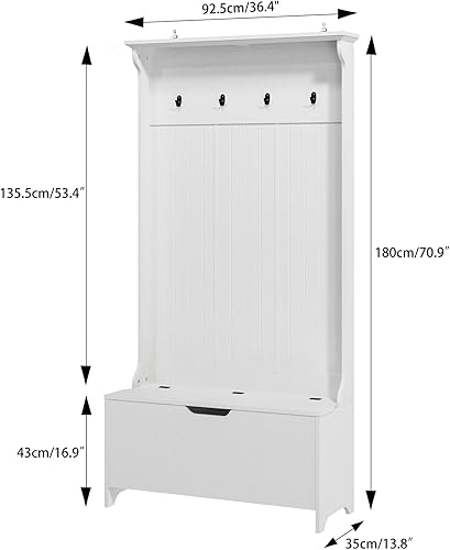 Panana Ensemble de Meubles de Couloir Armoires, 4 Crochets, Banc de Rangement et Armoire de Rangement – Cintres pour Votre entrée, Couloir, Vestiaire d'entrée - Nail Gallerys