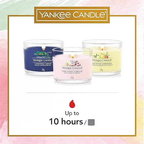 Coffret cadeau de bougies parfumées Yankee Candle, Bougies votives en verre Midsummer's Night, Couverture douce et Framboise rouge, Mélange de cires de soja, 3 pièces, Cadeaux parfaits pour femmes - Nail Gallerys