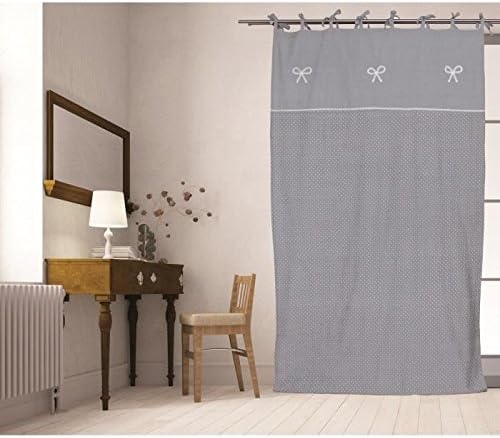 Soleil d'ocre 030681 Emilie Rideau Brodé à Nouettes Coton Gris 140 x 240 cm - Nail Gallerys