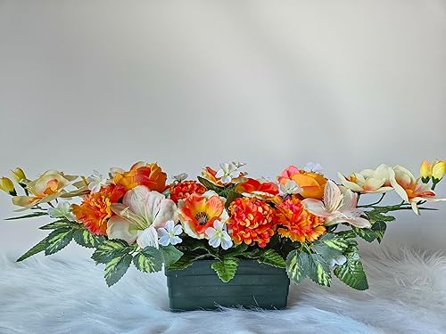 Roselynexpress Composition de Fleurs Artificielles Lesté Ciment pour Une Parfaite Tenue à L' extérieur. Réalisé par nos Soins, Fleurs de Qualité. - Nail Gallerys