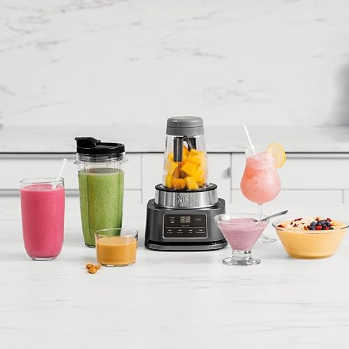 Ninja Foodi Power Nutri Blender 2-en-1, mixeur pour bols de smoothie et boissons glacées, programmes automatiques, gobelet de 700 ml et bol de 400 ml avec palette motorisée, 1100 W, Argent CB100EU - Nail Gallerys