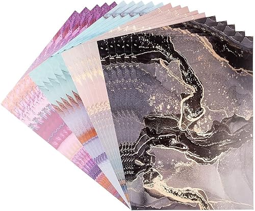 Ideen mit Herz Lot de 20 feuilles de carton brillant à motif, effets marbrés, 4 designs différents, format A4 - Nail Gallerys