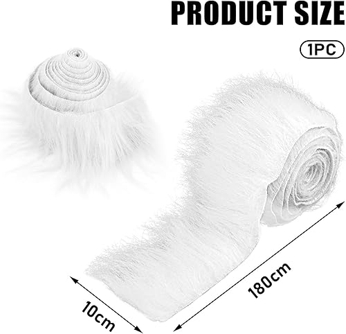 Ruzister Ruban en peluche à poils longs, blanc, pour Noël, tissu en peluche, pour bricolage, projets de couture, fabrication de poupées et décoration, 10 cm x 1,8 m - Nail Gallerys