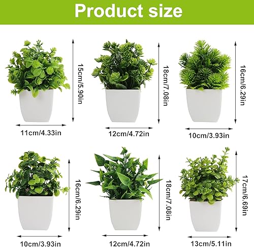 QINGYIWL 6 Pièces Mini Plantes Artificielles Interieur,Fausse Plante Interieur Decoration Maison pour la Décoration d'Intérieur, Balcon, Bureau, Salle de Bain - Nail Gallerys