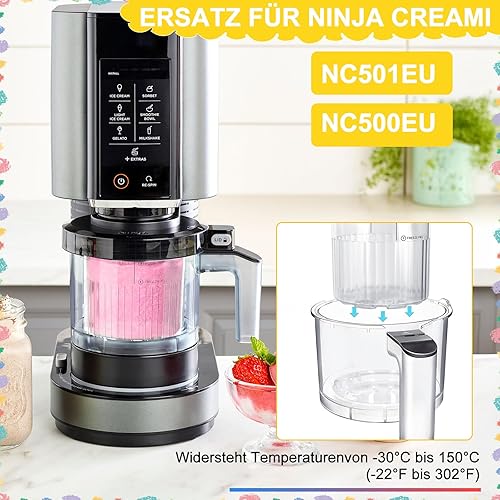 Creami Deluxe Récipient pour machine à glace Ninja NC501EU NC500EU Accessoires Creami Deluxe avec couvercles et cuillères de rechange pour ninja Creami, bac à glace pour série NC500 NC501 - Nail Gallerys