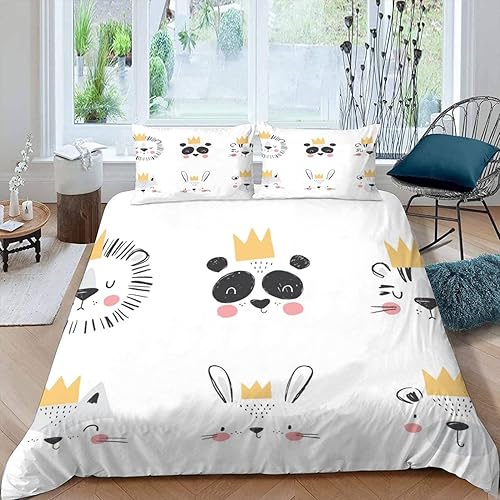 Aolity Housse de Couette 140x200cm Enfant Parure de Lit Panda Lion, Animaux De La Jungle Housse Couette Ado Garçon Fille 1 Personne,2 Taies d'Oreillers 50x75cm,Douce Multicolore - Nail Gallerys