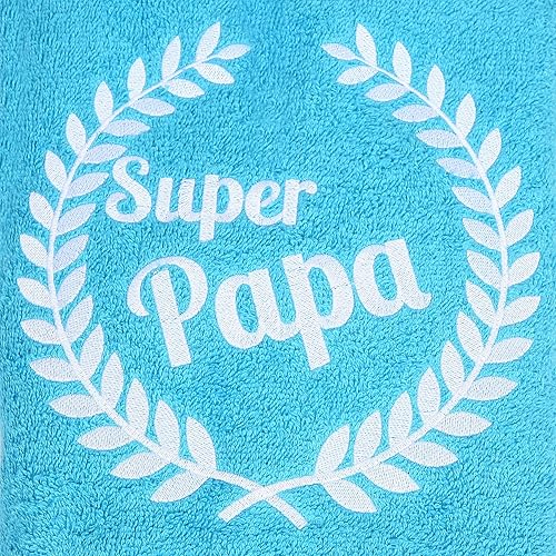 Abc Casa Serviette Bleue Super Papa pour le Meilleur Papa - Fête des Pères, Saint-Valentin, Anniversaire, Mariage - Bon Cadeau - Nail Gallerys