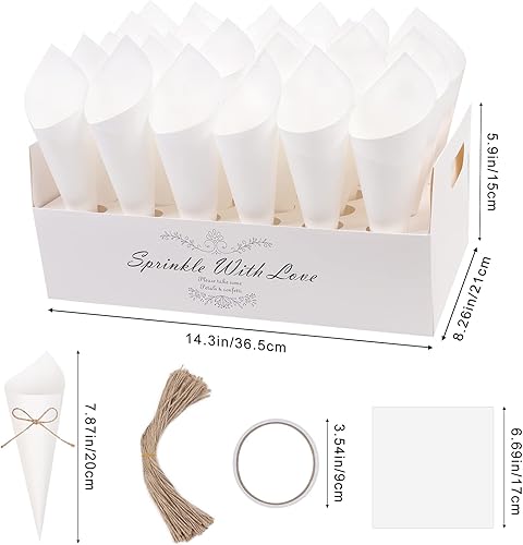 REAQUE Support de Cône Confettis en Papier, 60 Cônes De Confettis De Mariage, 2 Supports de cônes à confettis pour décoration de Mariage, Bonbons et confettis(Blanc) - Nail Gallerys